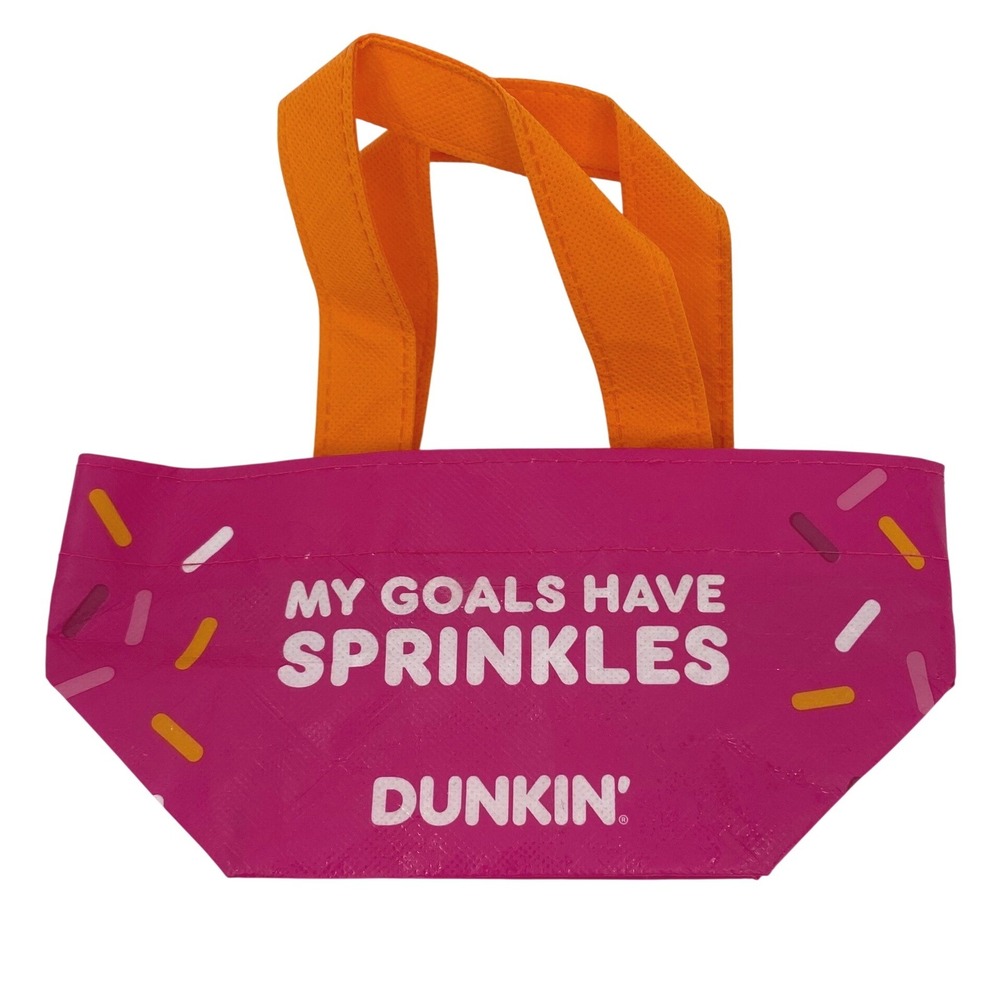 2026 Dunkin Donuts Pink Mini Tote Bag My Goals Have‎ Sprinkles Limited Small